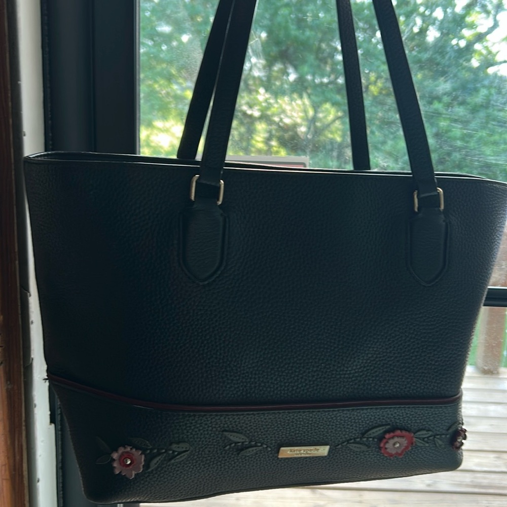Kate Spade Laurel Way Special Edition Black Tote with Floral Accents